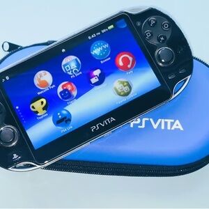 Sony PS Vita Black Console with Blue Case
